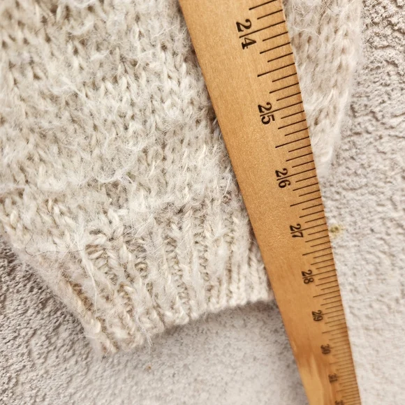 CHASQUI Women's Hoodie Medium Beige Black 100% Alpaca Handmade Aztec Cardigan - Picture 9 of 10